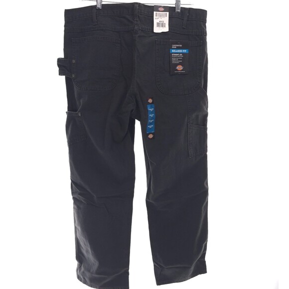 Dickies Carpenter Relaxed Fit Sanded Duck Mens 40x32 Rinsed Black Canvas Jeans N - Picture 8 of 12